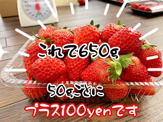 これで650g。50gごとにプラス100円です。